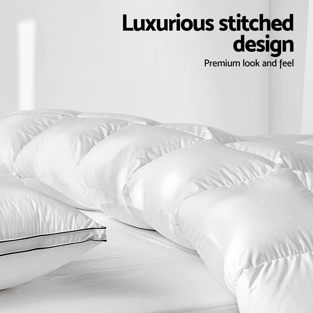 Giselle Bedding Duck down Quilt, 500GSM King Feather Comforter Doona Duvet Cover Quilts Winter Blanket for Bed, Soft Cotton Covers Lightweight Breathable White image number 2