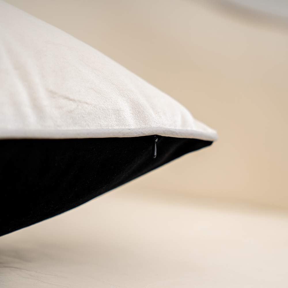 Yangest Black Patchwork Velvet Throw Pillow Cover with Gold Striped Leather Cushion Case Modern Luxury Pillowcase for Sofa Couch Bedroom Living Room Home Decor,18"X18" image number 3