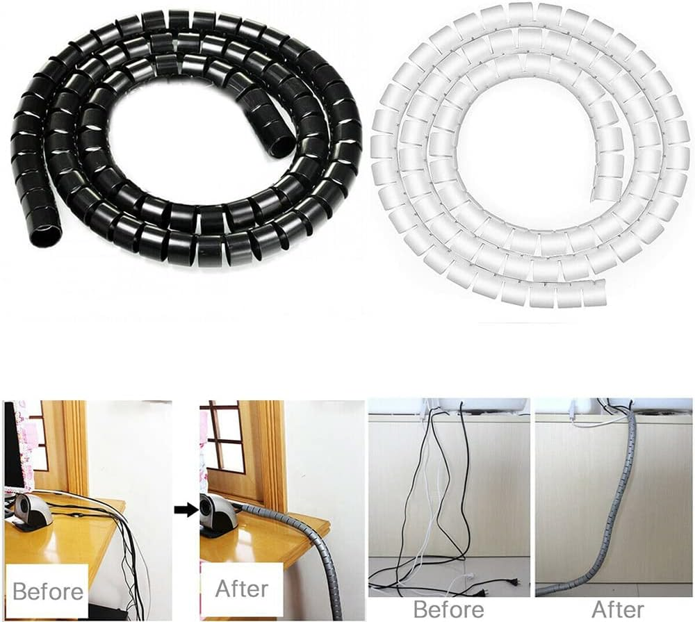 2M 10Mm Spiral Cable Tidy Wrap Management Storage Organizer for TV Computer (Black) image number 2
