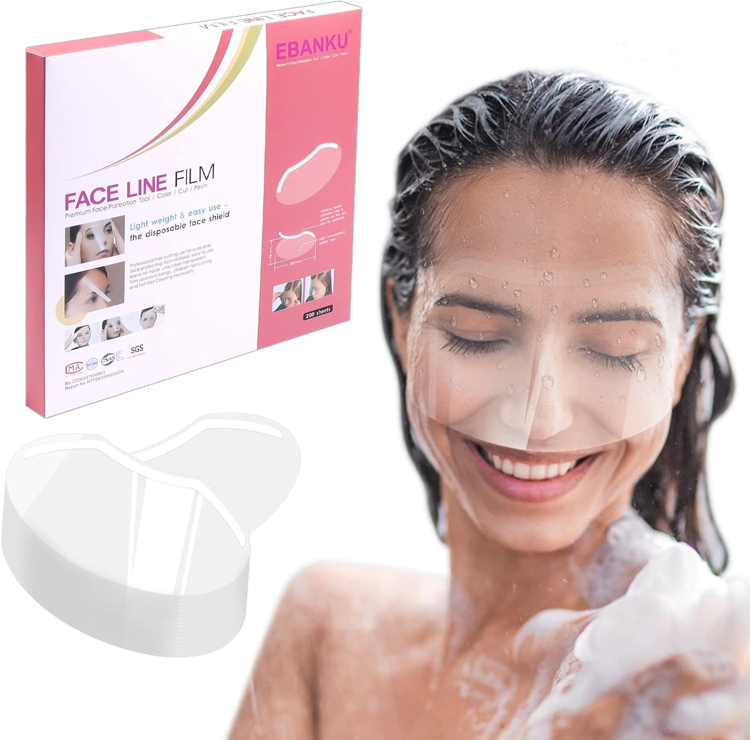 EBANKU 200 PCS Microblading Permanent Makeup Shower Face Shields Visors, Disposable Face Shields Masks for Hairspray Salon Supplies and Eyelash Extensions Eye Eyelid Surgery Aftercare image number 1