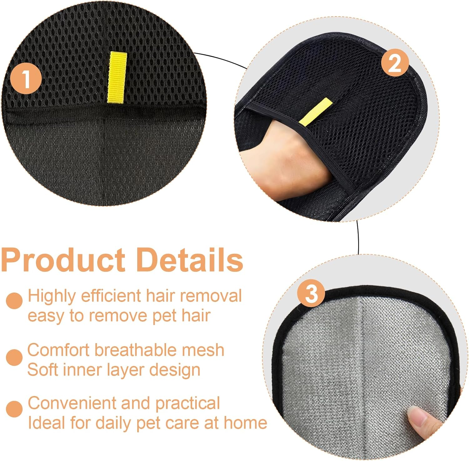 Aisikoo Fur Magnetic Glove - Fingerless Pet Hair Remover Glove for Dogs & Cats, Fur Magnet for Pet Hair Removal, Dog Hair Removal, Clothes & More (Pack of 2) image number 3