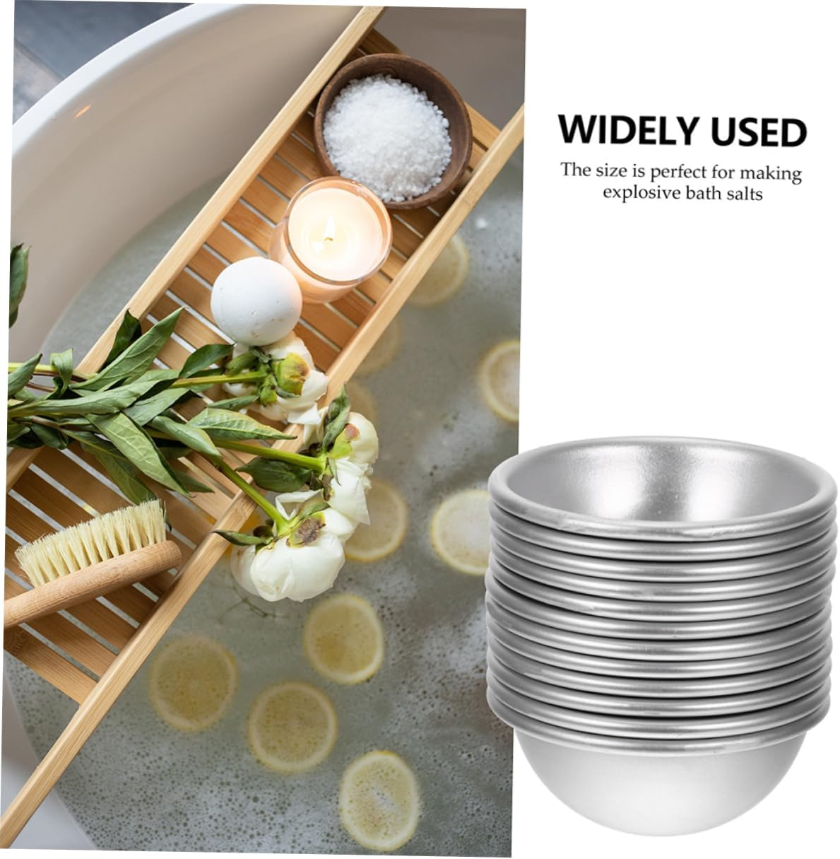 Hohopeti 10Pcs Aluminum Alloy Bath Bomb Molds Semicircular Molds for Salt and Bath Salts DIY Molding image number 3