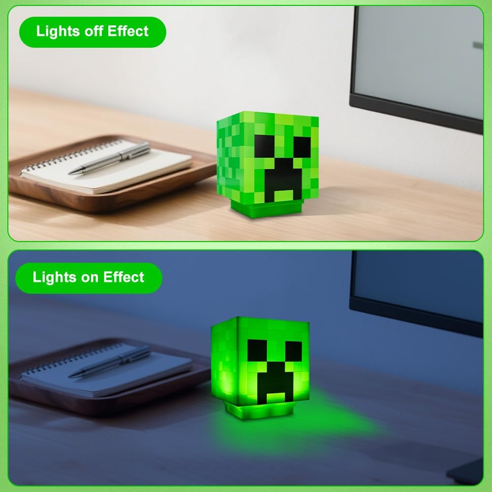 Creeper Lamp, Creeper Light, 3D Lamp with Zombie Sounds, Creeper Icon Lamp, LED Creeper Lamps, Creeper Light for Gift Idea Table Lamp Bedroom Decoration Toy [Energy Class A] image number 2
