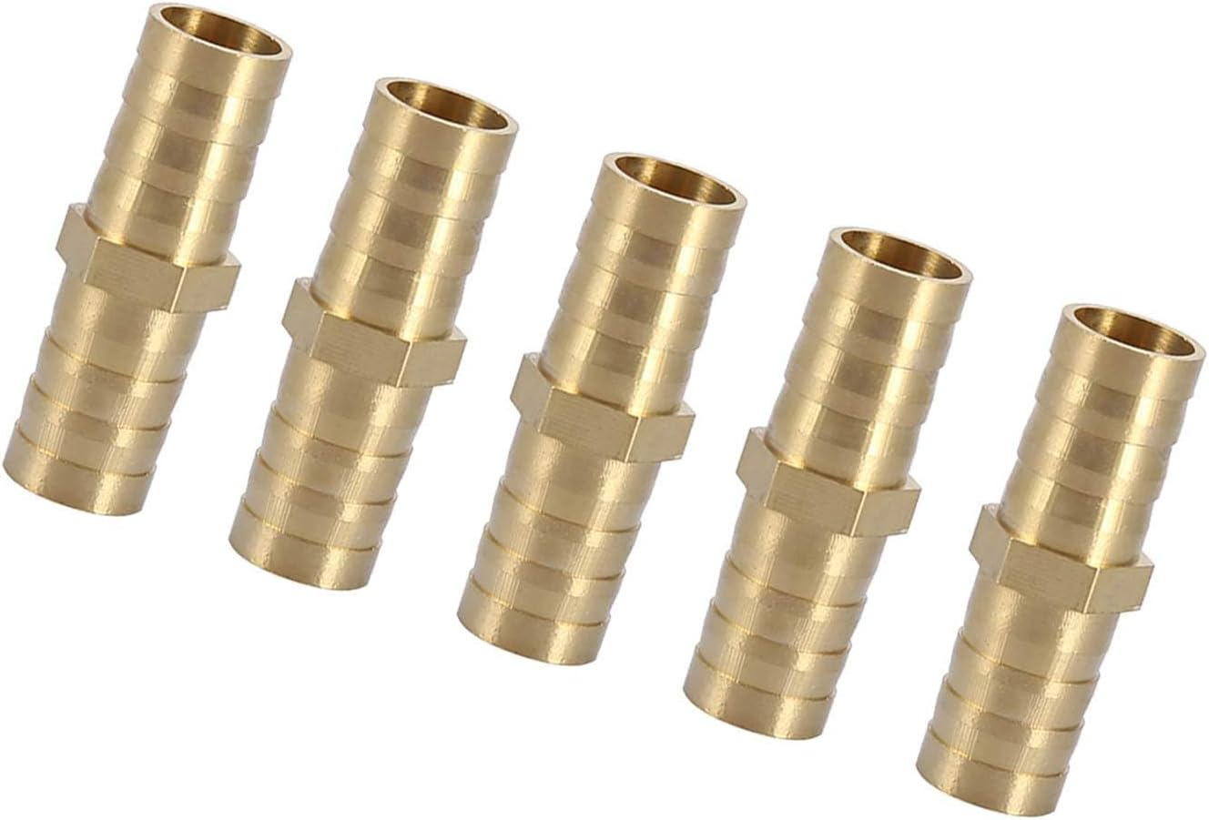 OEBUAFI Durable Brass Straight Barbed Connector for Pipe Connection in Power Tools, Straight Pipe Joint Easy to Assemble, Suitable for Air, Water, Oil, Gas, (10Mm(5Pcs)) image number 3