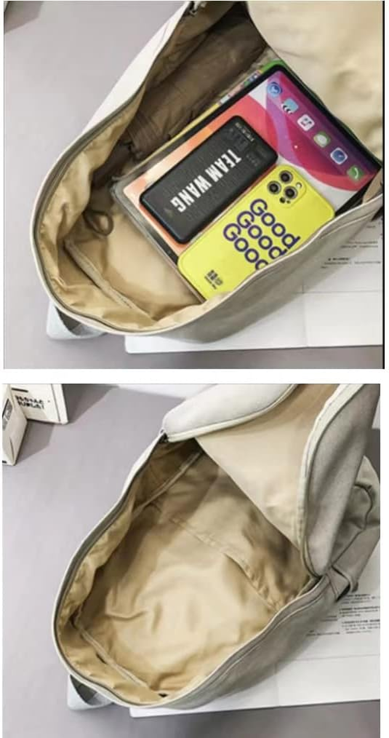 KAOBIO Canvas Backpack for Women Men Vintage Aesthetic Bags Travel Daypack Boho Hippie Grunge Backpack - Sage Green image number 6