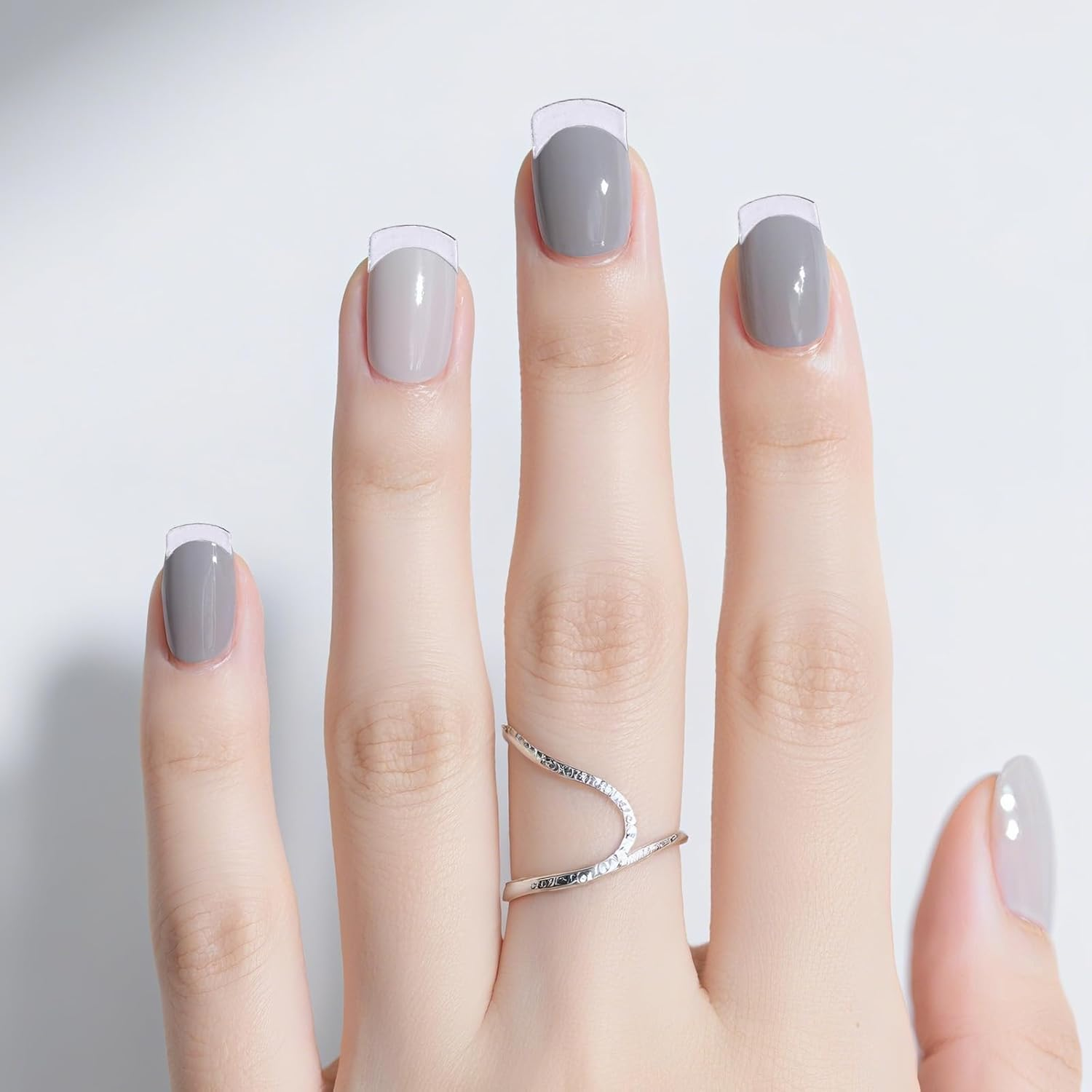 8 Sheets Glitter French Tip Nail Stickers, 3D Self-Adhesive Nail Decal with Curved Lines Design Women DIY Manicure Decoration Supplies