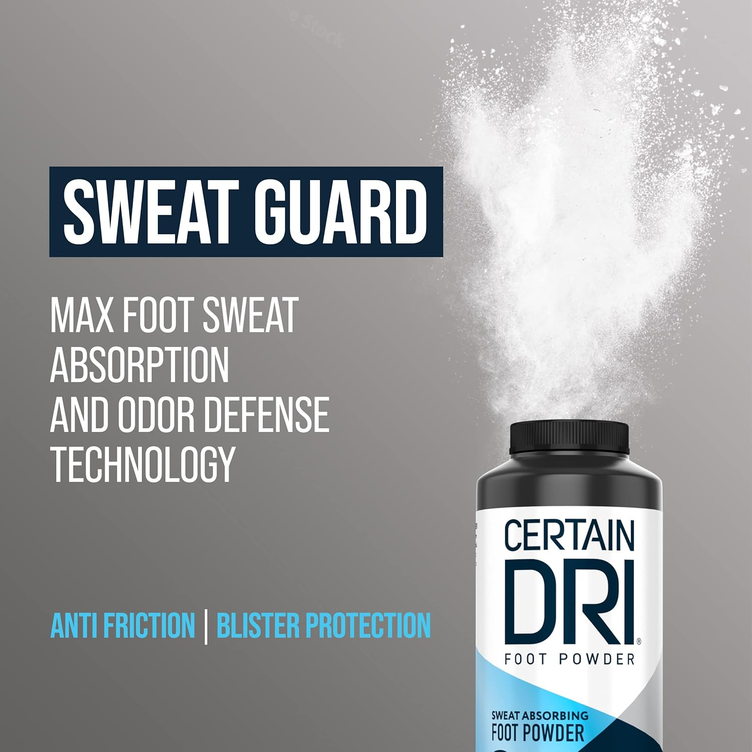 Certain Dri Foot Powder for Men & Women - Talc-Free, Maximum-Sweat Absorption & Odor Control - Calamine-Infused, Anti-Friction Formula - Gentle on Sensitive Skin - Shoe Deodorizer - 8 Oz image number 1