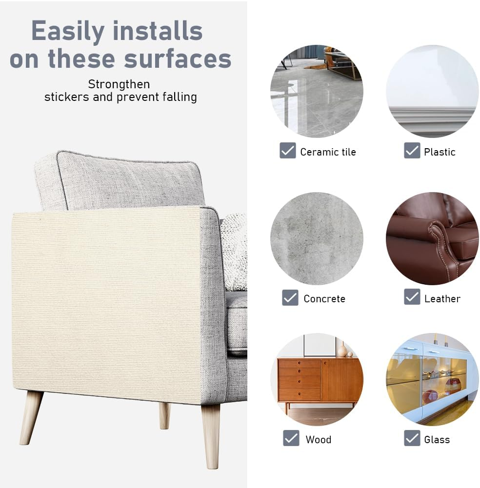 Adiwo Self-Adhesive Scratching Mat, 30 Cm X 100 Cm, Cat Scratching Mat, Scratch Protection, Sofa Cat, DIY Scratching Boards, Scratch Wall for Furniture, Scratching Carpet, Couch Protection (Cream) image number 4