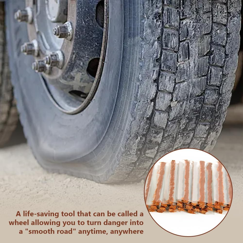 100PCS Tire Repair Strips, Vulcanized Rubber Tire Plugs, Instant Flat Fetus Fix Strips, High-Adhesion Vulcanized Rubber for All Vehicles image number 5