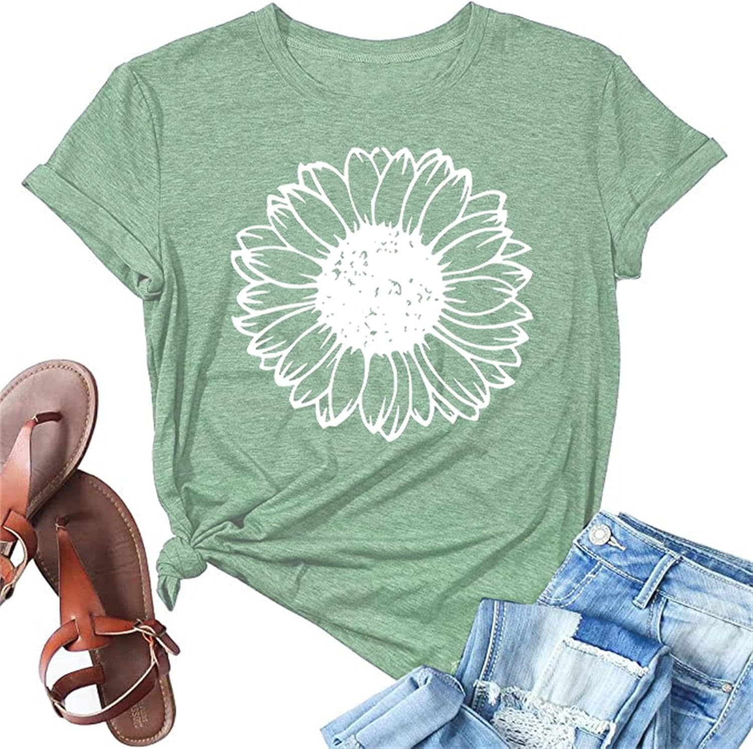 Sunflower Flower Print T Shirt for Summer