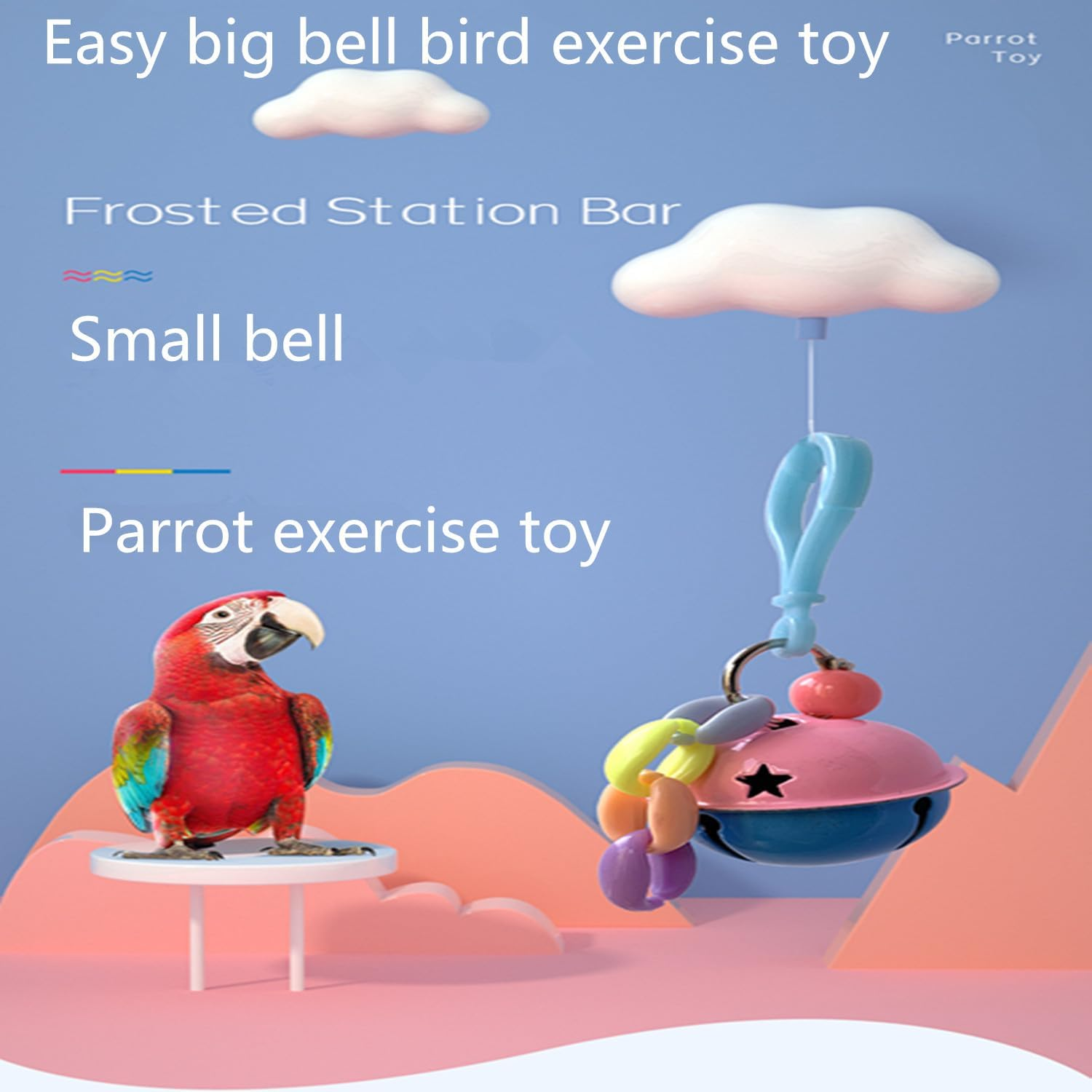 Conure Toys Bell, Parakeet Bell Toy - 2 Bird Cage Cockatiel Toys - Acrylic and Metal Bird Cage Pendant Chew Toy image number 3