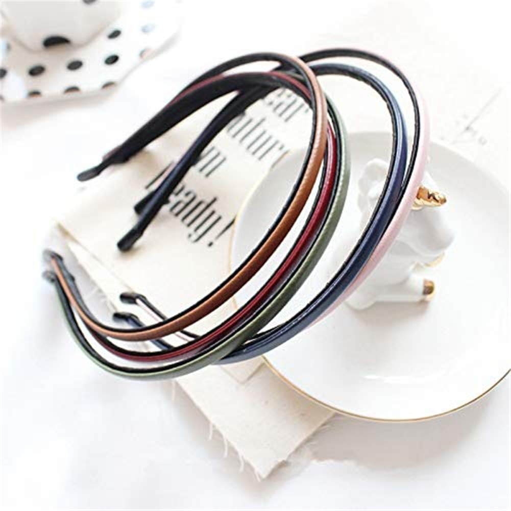 Shungfun Cute Solid Simple Leather Covered Party Headband Hair Bows Hair Loop Clasp Glitter Hairbands for Women and Girls image number 2