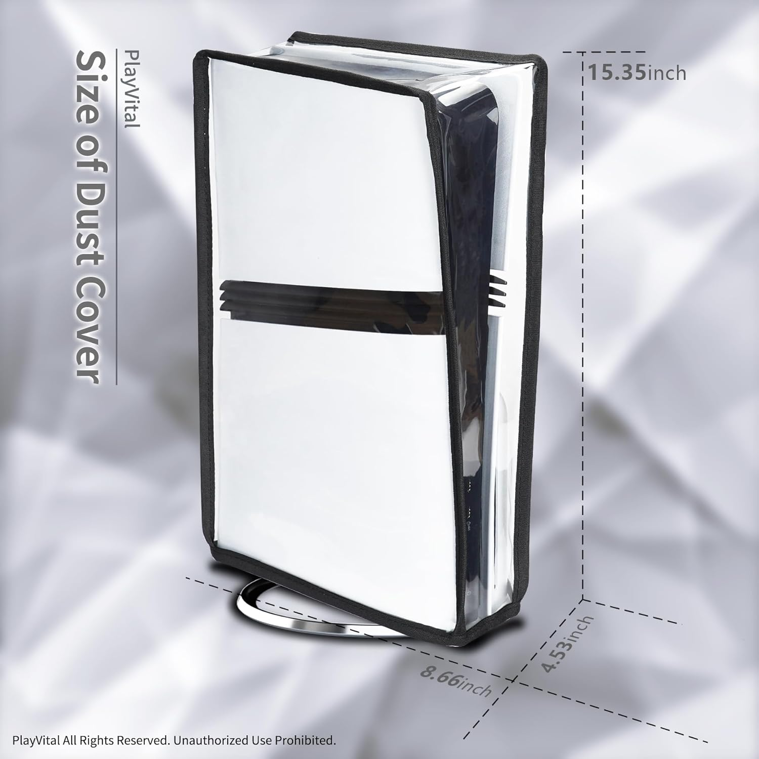 Playvital Vertical Dust Cover for Ps5 Pro Console Disc & Digital Edition, Dust Proof Protector Sleeve for Ps5 Pro Accessories, Waterproof, Transparent image number 1