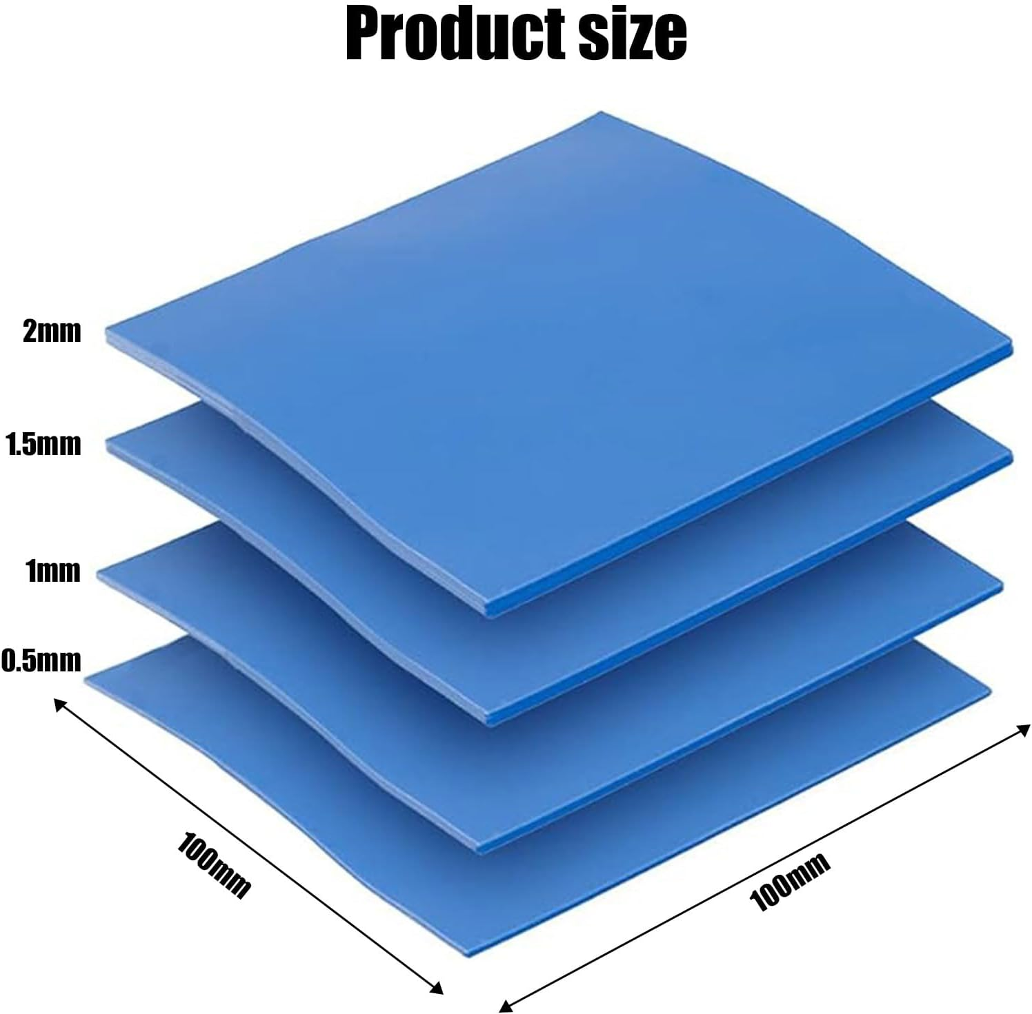 RIBHNXHI Thermal Pad 4 Pack 100X100Mm 0.5Mm 1Mm 1.5Mm 2Mm 6.0W/Mk Heat Resistant Silicone Thermal Pads for Laptop Heatsink CPU GPU SSD IC LED Cooler image number 4