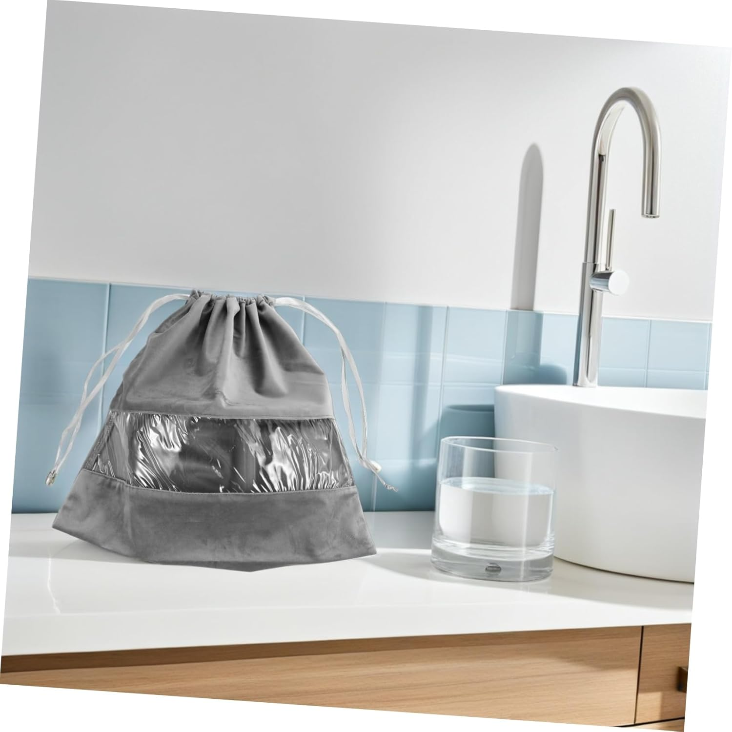 BAZEITFLOW Drawstring Dryer Bag Transparent Dust Pouch for Hair Dryers Curling Tools and Small Items Multi Functional Travel Organizer for Clothes and Handbags Portable Storage Dust image number 4