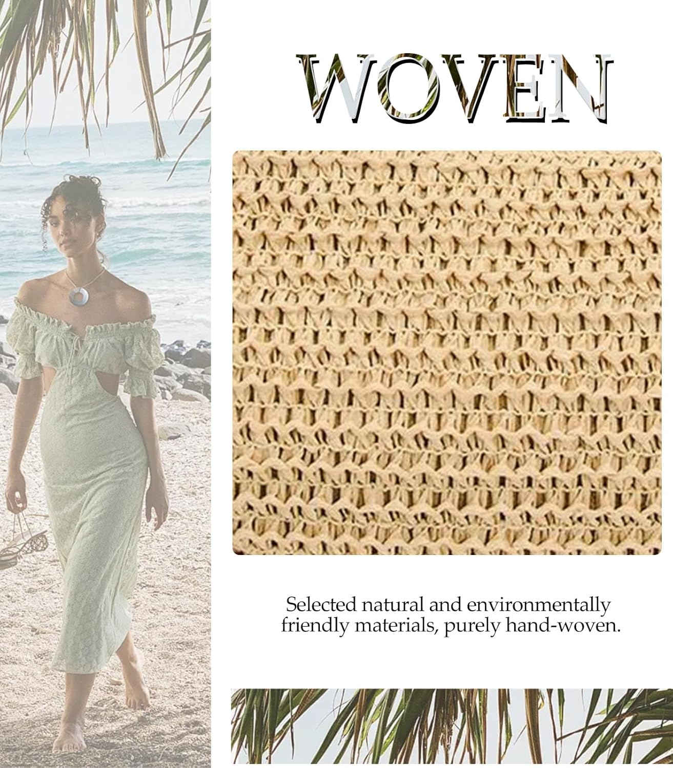 Straw Crossbody Bags for Women Beach Woven Hobo Handbag Summer Chic Crescent Shoulder Purses with Adjustable Strap 2025 image number 2