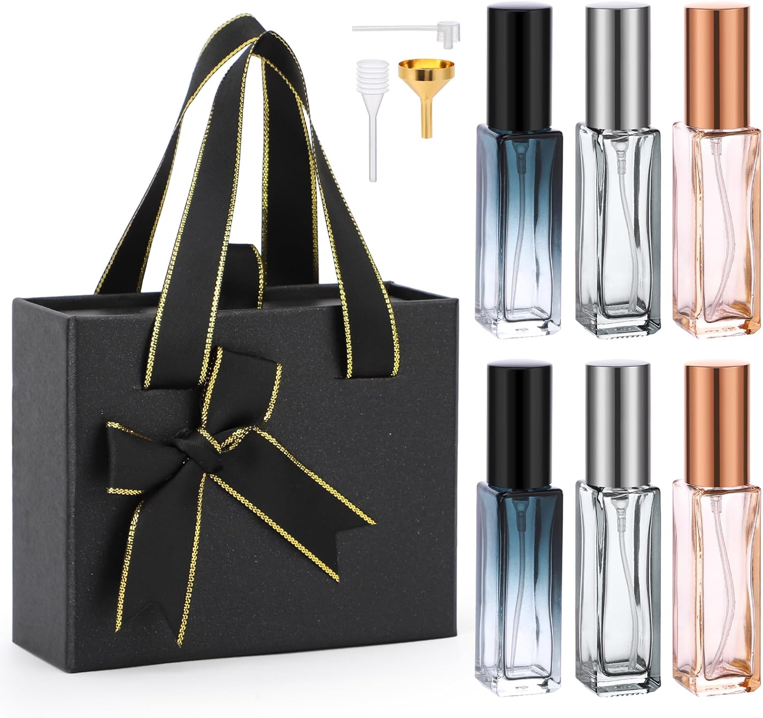 Segbeauty Atomizer Sprayer for Perfume - 6Pcs 10ML Travel Size Refill Bottle with Gift Box, Empty Glass Small Spray Bottle, Mini Sample Container, Travel Accessories