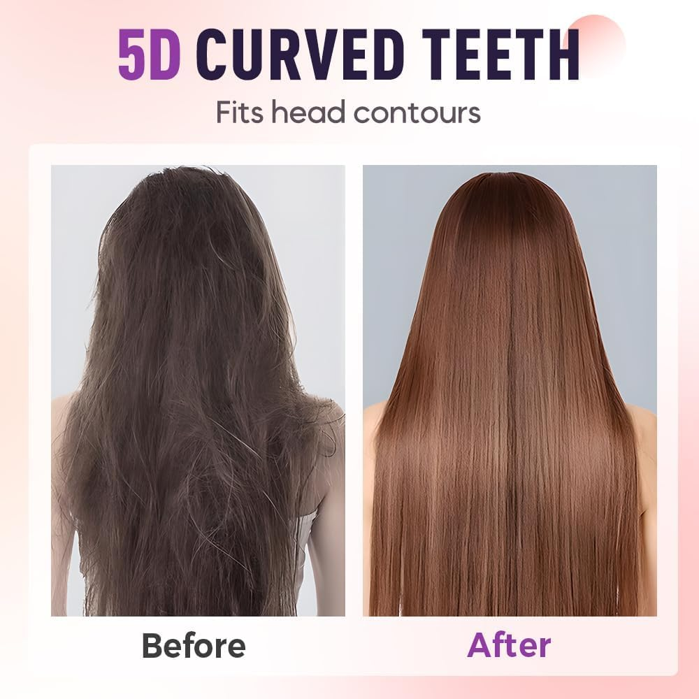 Go Brush Pro, Cordless Hair Straightener Brush, Portable Mini Hair Straightening Brush with 3 Temperature Settings & LED Display, USB Rechargeable Fast Heating Hairs Brush for Travel (Black) image number 6