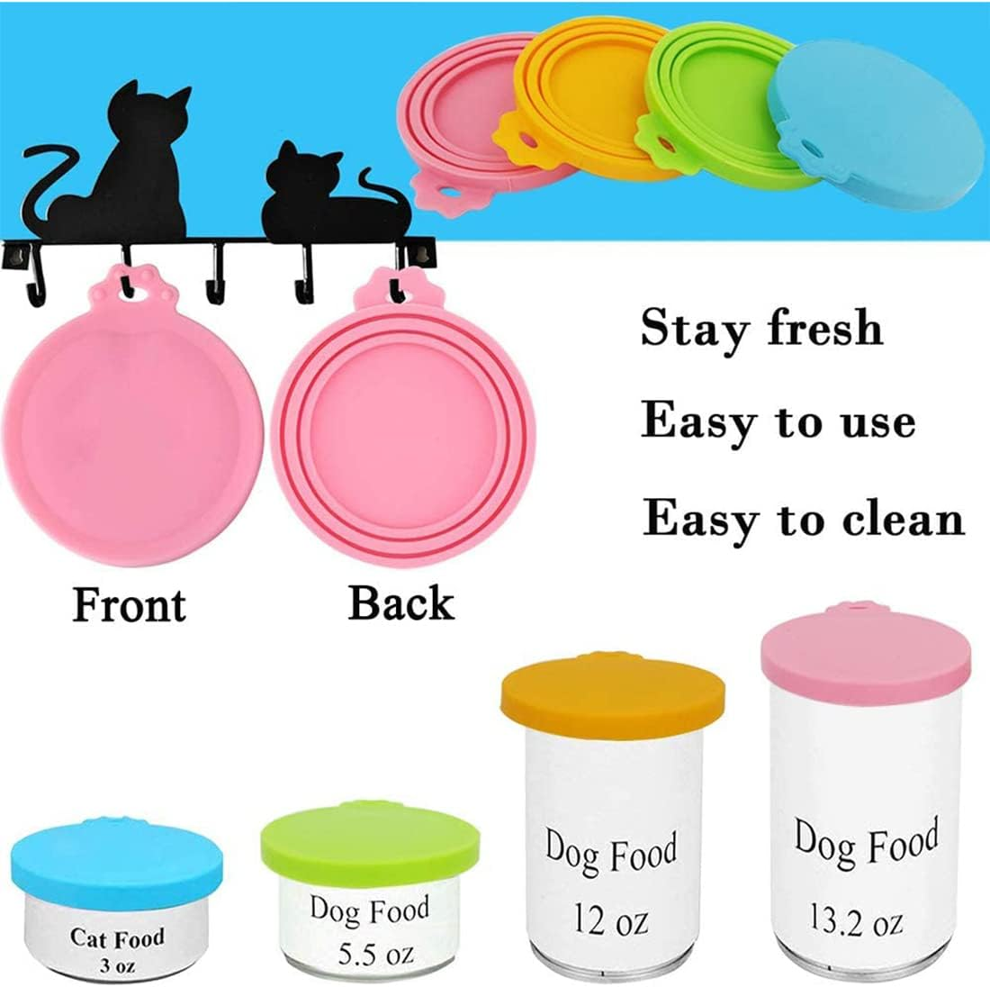 4 Pcs Tin Can Lids Pet Feeding Can Covers Universal Silicone Dog Food Can Lids Standard Size for Cat Dog Can Tops Pet Food Sealing image number 4