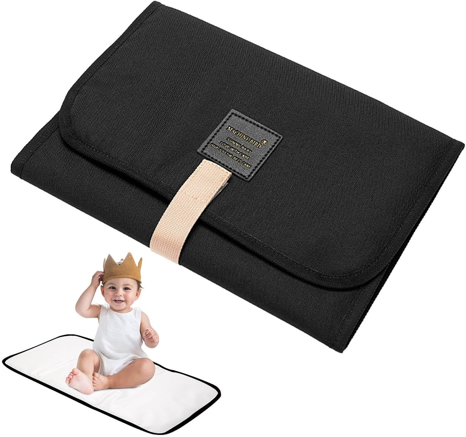 Baby Changing Mat, Portable Nappy Changing Mat, Travel Changing Mat, Baby Diaper Changing Pad, Changing Diaper Mat, Diaper Changing Mat, Foldable Changing Pad for Trips Travel Tours, Black
