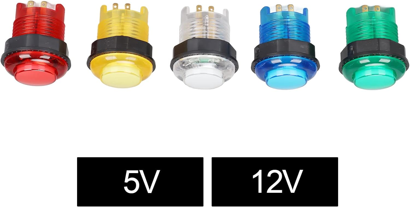 Dpofirs 5 Pcs Push Buttons, 28Mm Push Button DIY Fighting Stick PC Joystick Game Part for Machine Games(5V) image number 4