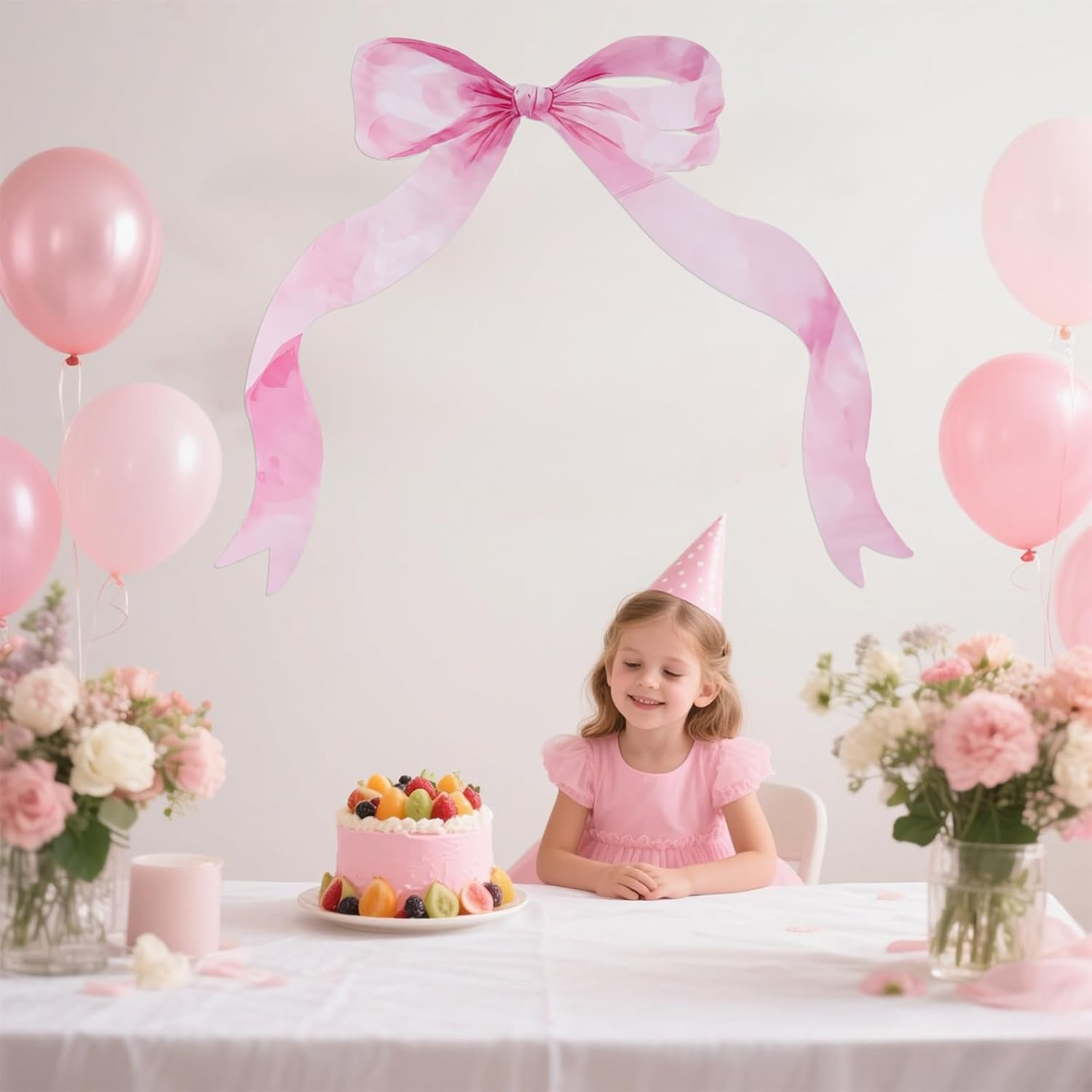 Large Bow Tie Wall Sticker, 27.2X19.7 Inch Bow Wall Decor Pink Bowknot Bedroom Decals Sweet Aesthetic Decoration for Bedroom Nursery Office Pink Theme Party image number 2