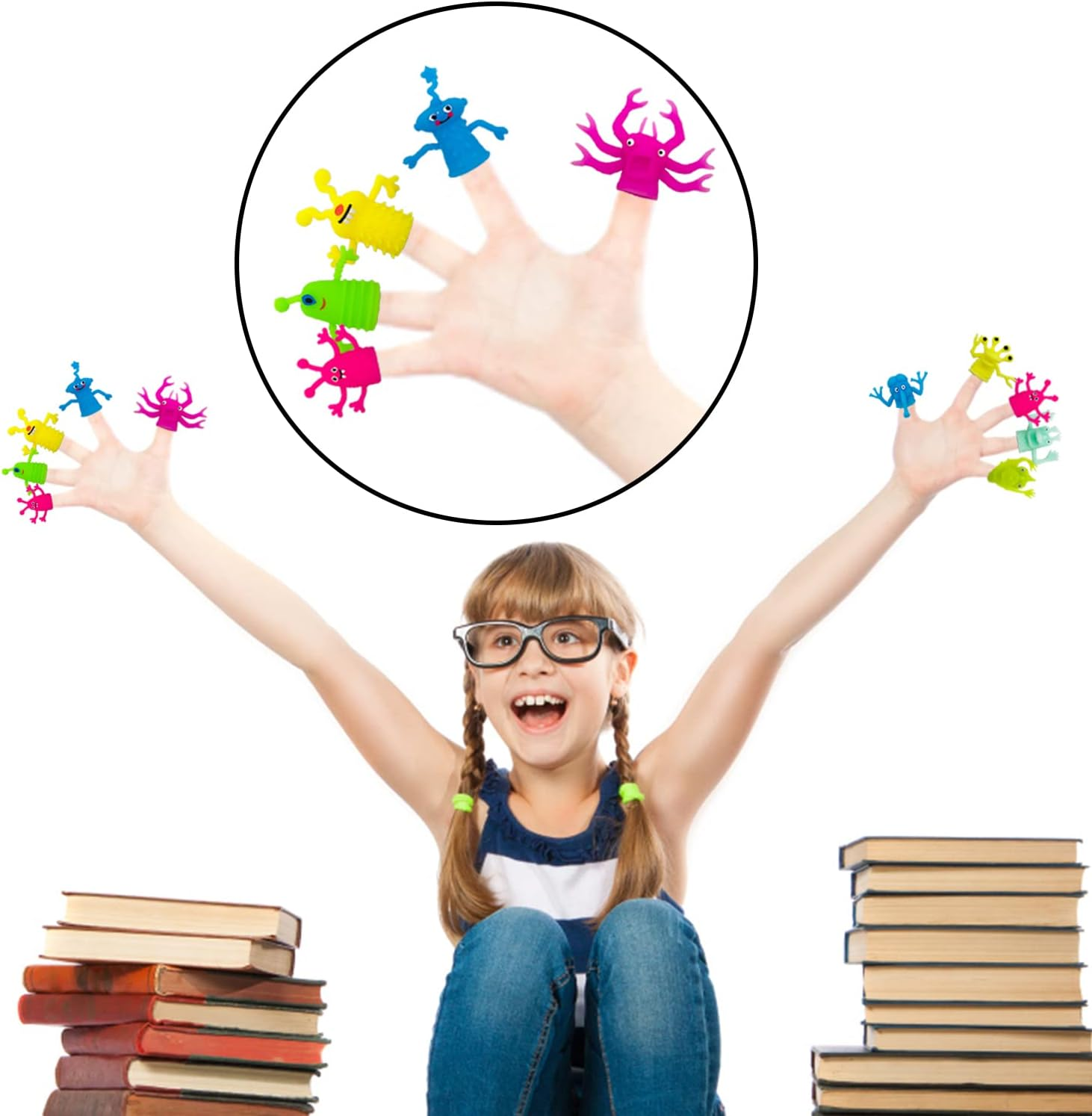 20 Finger Puppets Toys,Funny Monster Stretchy Finger Puppets,Soft Rubber Finger Doll Toys for Children'S Party Favors (Random Colors and Styles) image number 5