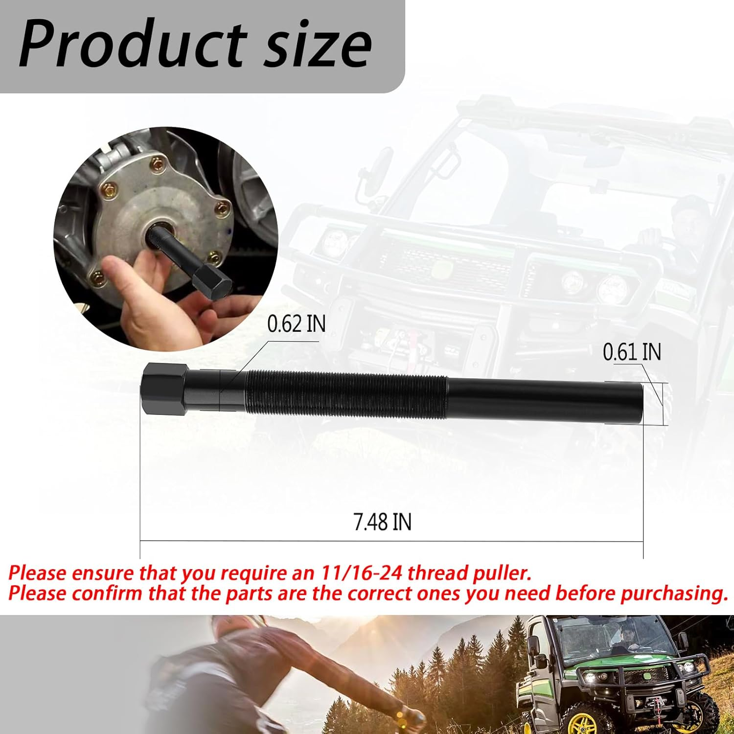 Heavy Duty Primary Clutch Puller Compatible with John Deere Gator(Replace #JDG11200 and PCP-20) image number 3