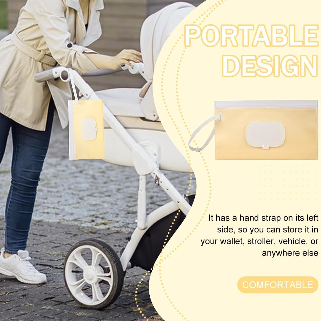 Baby Care Wipes Boxes 3 Pack Wipe Dispenser, Portable Refillable Wipe Container, Reusable Travel Wipe Dispenser, Waterproof and Dustproof (Pink, Green and Beige) image number 2