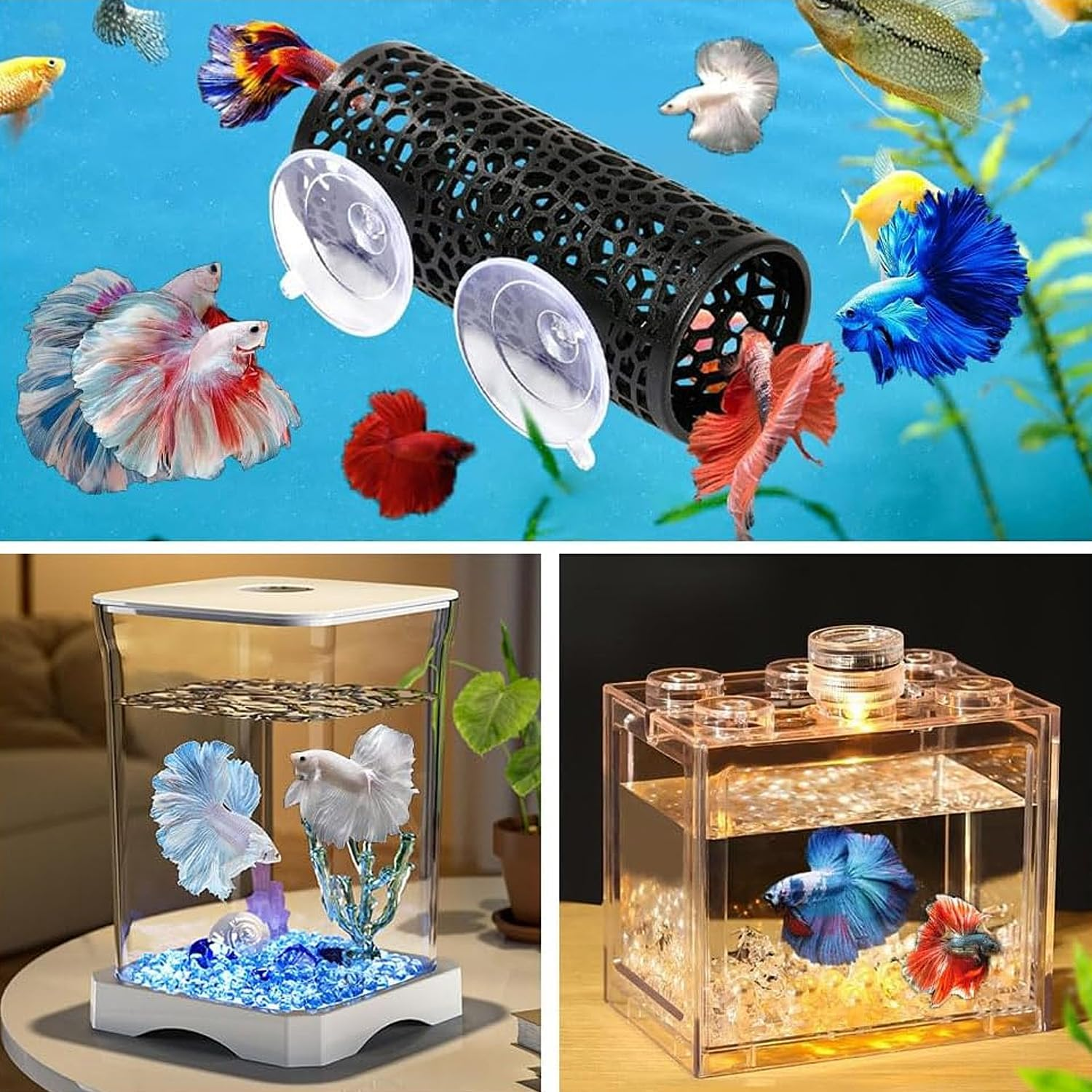 Betta Fish Toys,Betta Tunnel Black,Small Hole Hollow Betta Fish Cave,Safer for Small Fish Shrimp Betta Guppies,Aquarium Decor Fish Tank Accessories Decorations Hideout Tube. image number 2
