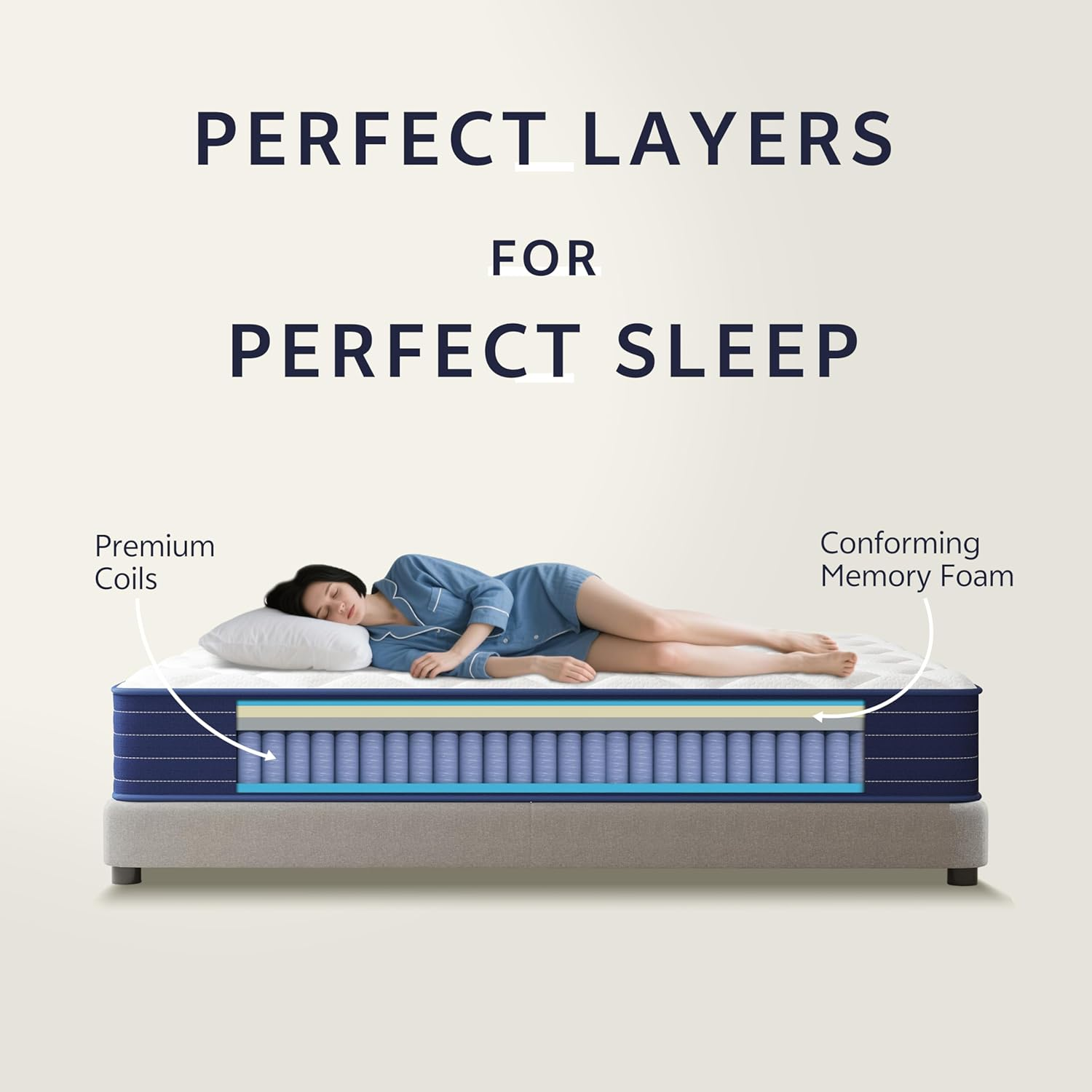 King Single Mattress, 30CM King Single Size Bed Mattress in a Box, Hybrid Pocket Spring & Memory Foam, Medium Firm Support, Motion Isolation, Fiberglass-Free image number 5