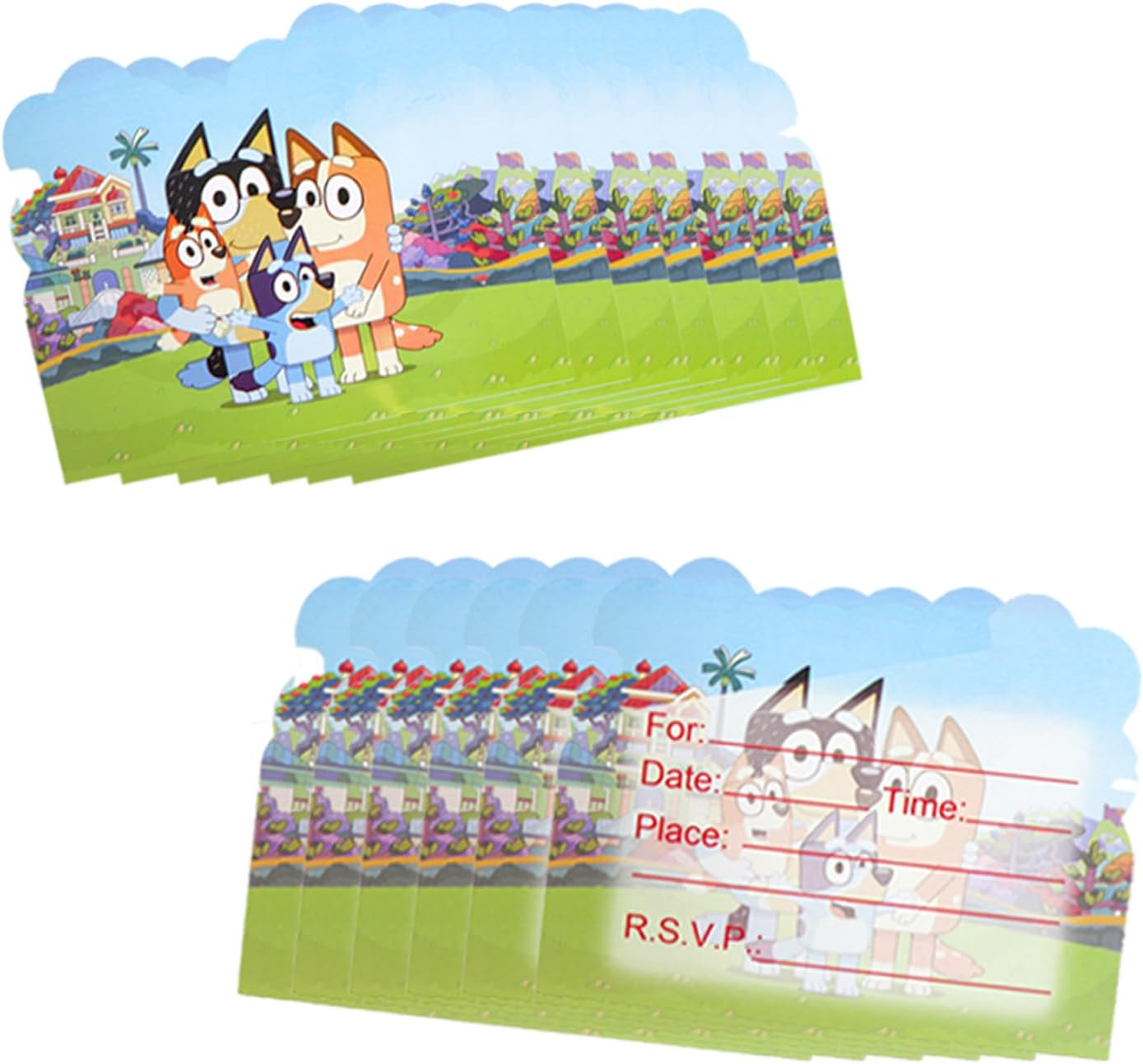 20Pcs Blue Blueys Birthday Invitation Cards Blueys Invitation Cards for Kids Blueys Birthday Party Supplies image number 2