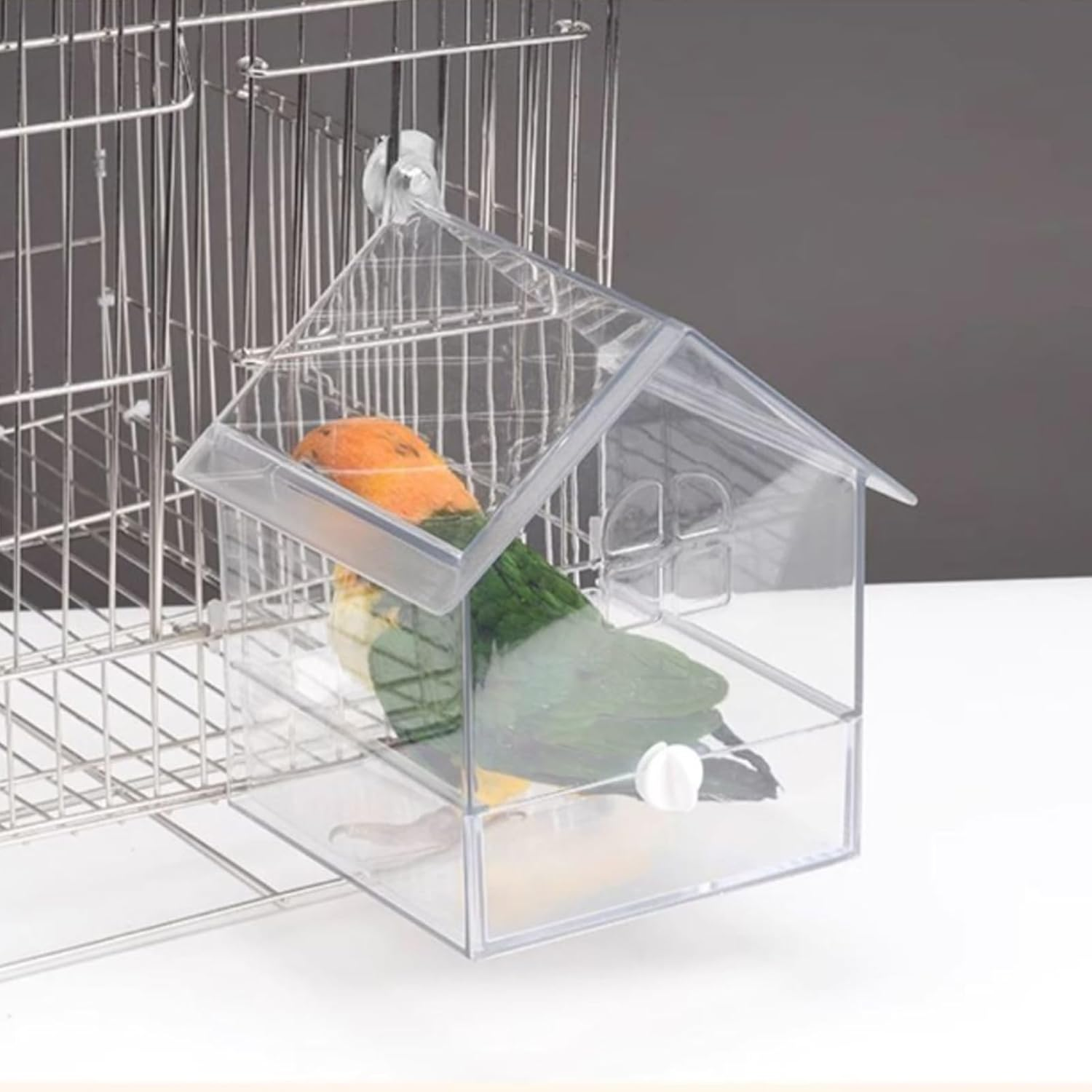 Parakeet Bath for Cage - Parrot Bathing Box, Spacious Bird Tub | Acrylic Budgies Shower Bath Box, Splash Proof Bird Bathtub Cockatiels Hygiene, Cage Accessories for Feathers Grooming Aviary Wellness image number 3