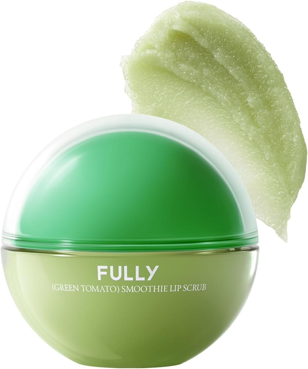 FULLY Green Tomato Smoothie Sugar Lip Scrub, Gentle Lip Exfoliator with Organic Sugar & Tomato Seed Oil for Smooth, Hydrated Lips, Vegan Daily Lip Polish for Dry, Flaky Lips, Korean Skincare, 12G image number 6