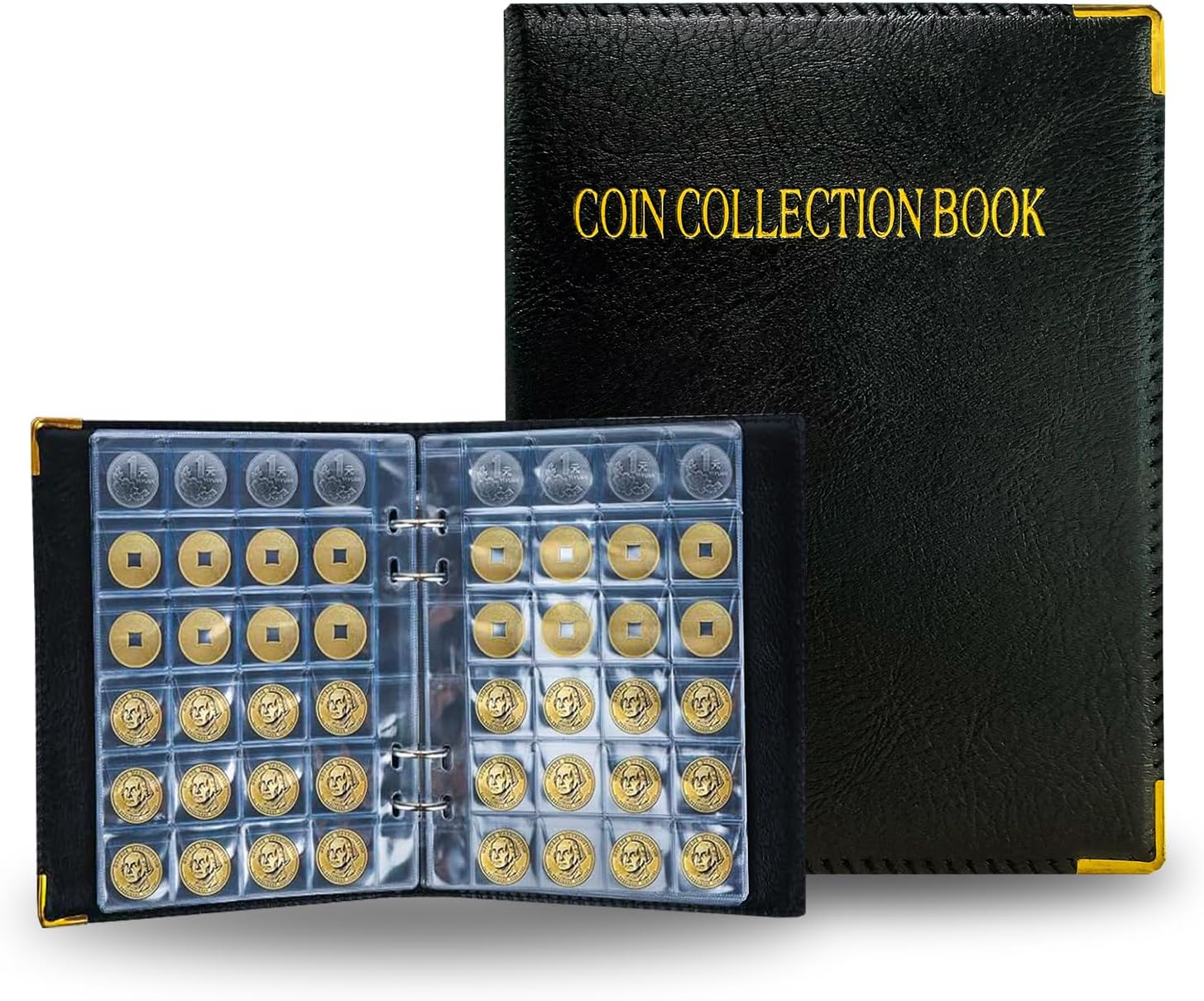 Intendvision Coin Collection Album - 20 Pages 360 Pockets Coin Storage for Collectors, 2 Coin Size Pockets Coin Holder Coin Collection Book for Coins, U.S.Pennies Dimes Nickels Quarters, Small Badges image number 4