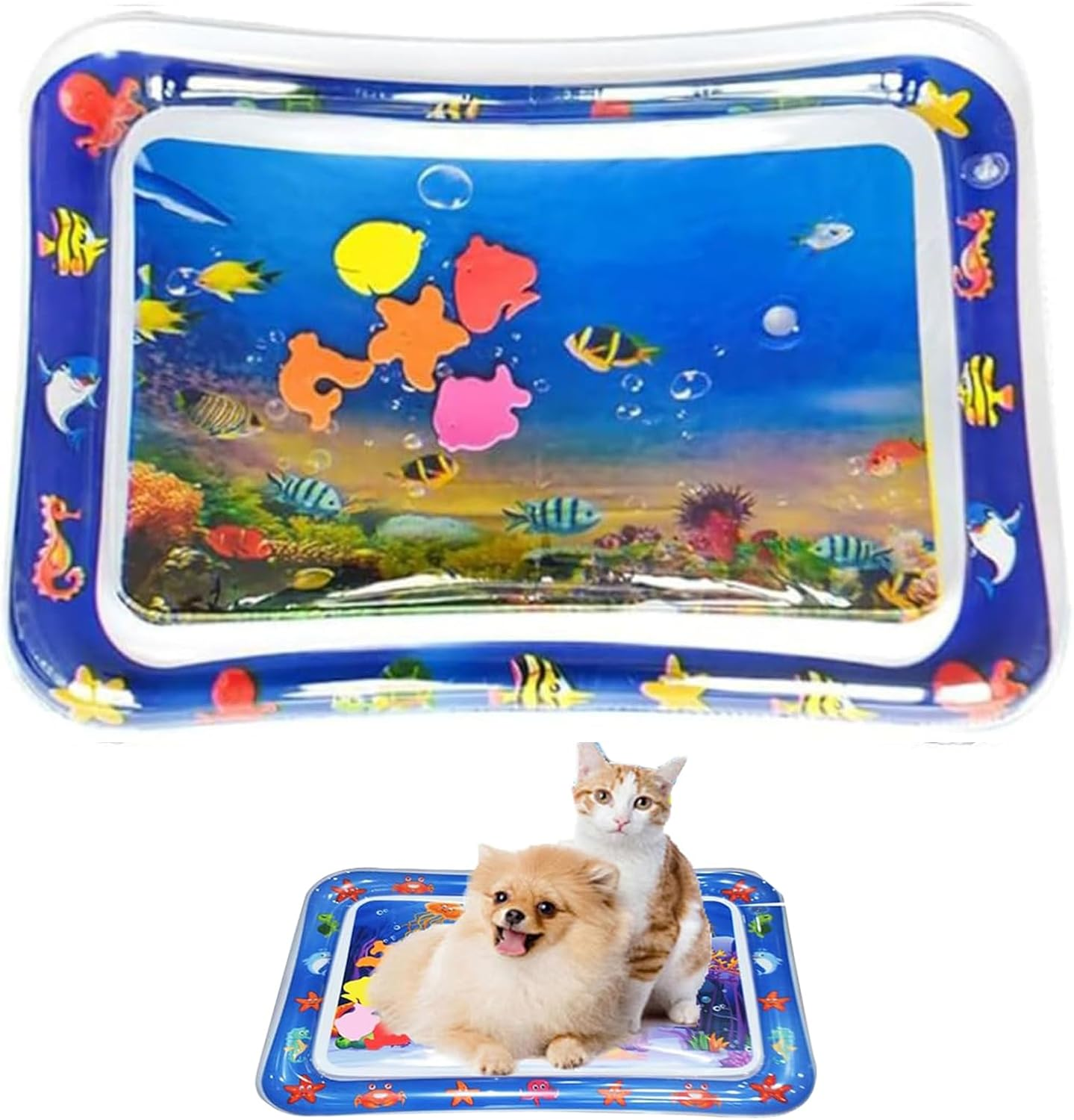 CHENRI Sensor Water Playmat, Sensory Water Play Mat for Cats, Water Mat Sensory Toy, Summer Water Play Mat, Interactive Cat Toy, Water Mat for Cats, Dogs (E)