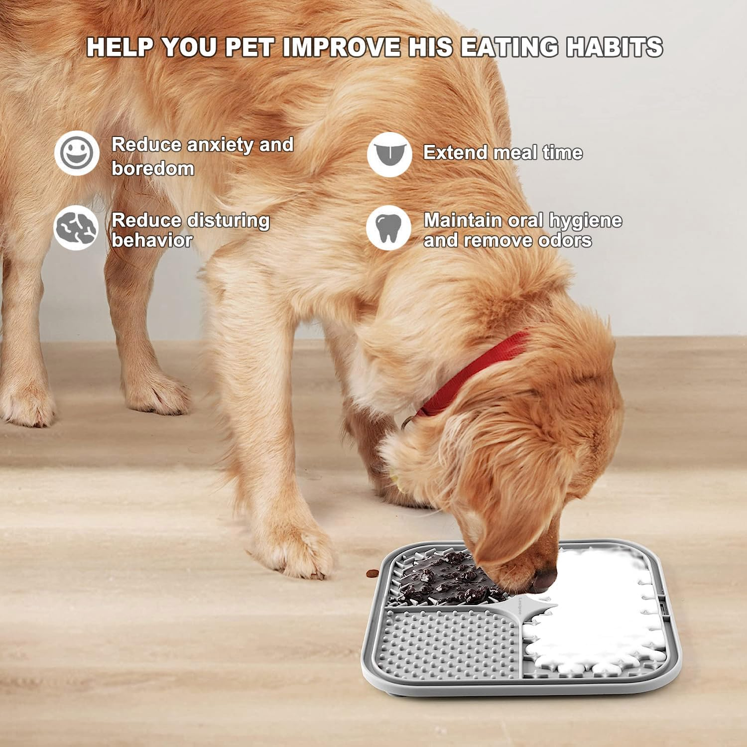 Lesipee Dog Lick Mat, Pack of 2, Grey and Beige, Silicone, Dishwasher Safe, Ideal for Dogs image number 4