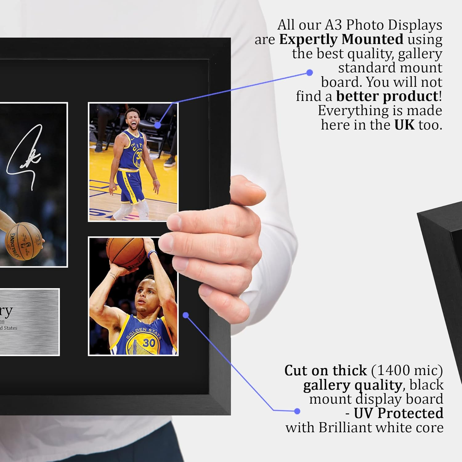 HWC Trading FR A3 Steph Curry Golden State Warriors Gifts Printed Signed Autograph Presentation Display for Basketball Memorabilia Fans - A3 Framed image number 2