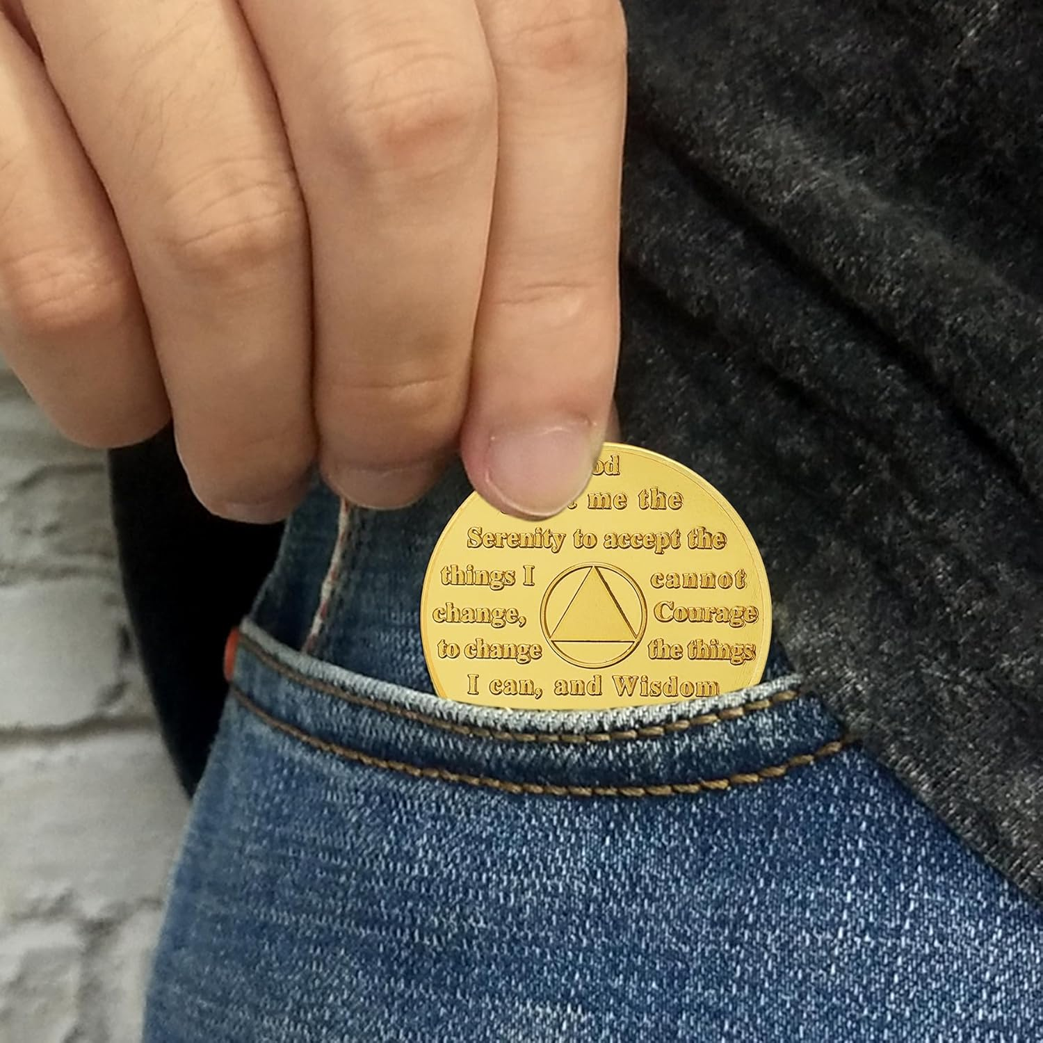 3 Year Sunflower Sobriety Coin - AA Chip Recovery Token - Sober Medallion with Serenity Prayer - AA Coin for Sobriety Gifts for Women and Men - Sober Gift Recovery Medal for AA Token Milestones image number 4