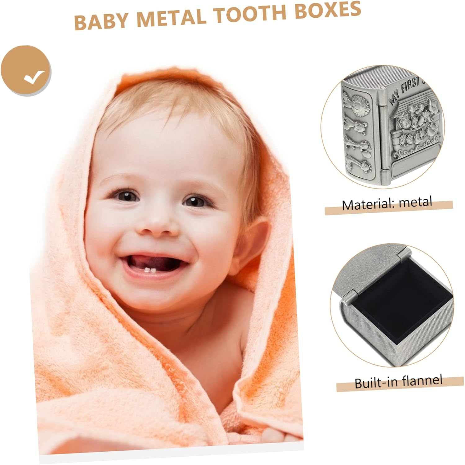 2 Pcs Baby Lanugo and First Tooth Keepsake Boxes Metal Storage for Infant Teeth and Hair Curl Silver Vintage Treasure Chest for Newborn Keepsakes