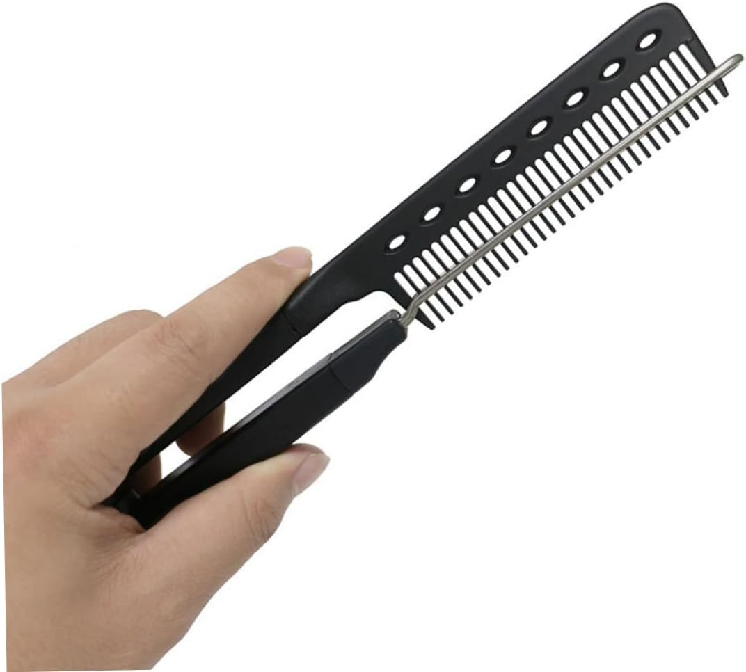 SOESFOUFU 2Pcs Professional Hair Straightener Brush Shape Hair Straightening Tool Skin-Friendly Prevent Family Travel Outdoor image number 1