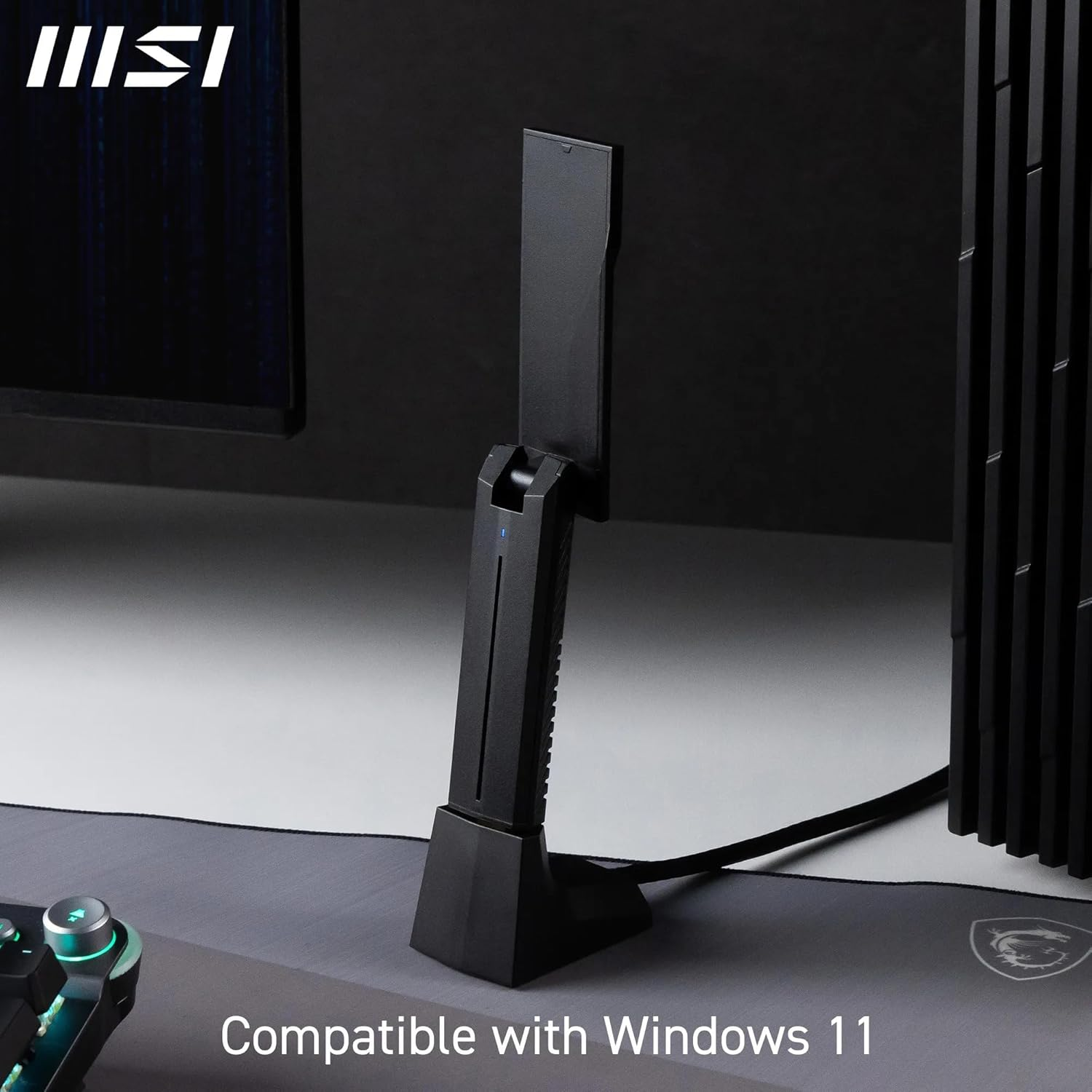 MSI BE6500 USB Wifi 7 Tri-Band Adapter - WLAN up to 6.5Gb/Ss (6Ghz, 5Ghz, 2.4Ghz), USB Type-A 3.2 Gen 1, MLO, Adjustable Antenna, Beamforming, WPA3 - Includes Wired Support image number 6