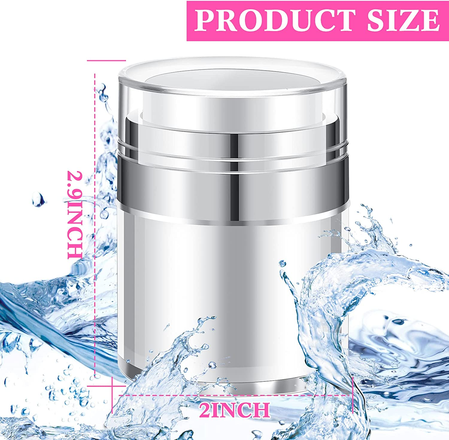 4 Pack Empty Airless Pump Jar Acrylic Airless Cosmetic Container Portable Refillable Travel Size Cream Vacuum Bottle Lotion Jar with Pump Lid for Skincare Cream, White(1 Oz)