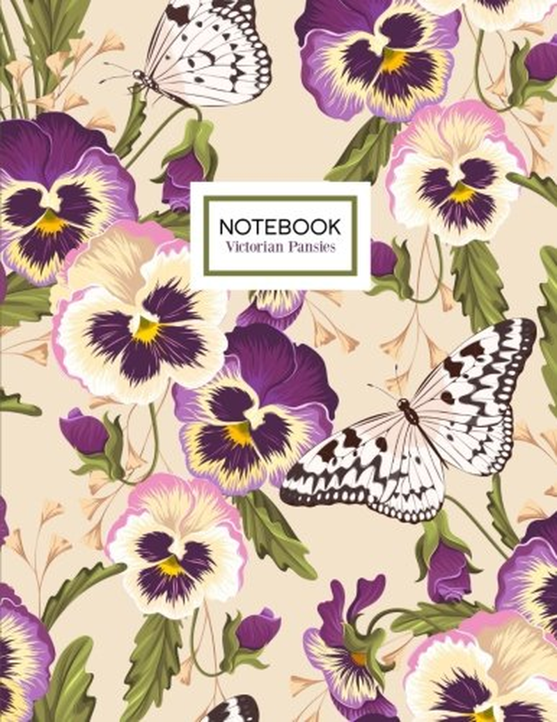 Victorian Pansies Notebook: Pansy Flowers Botanical Notebook Journal (8.5 X 11) image number 1