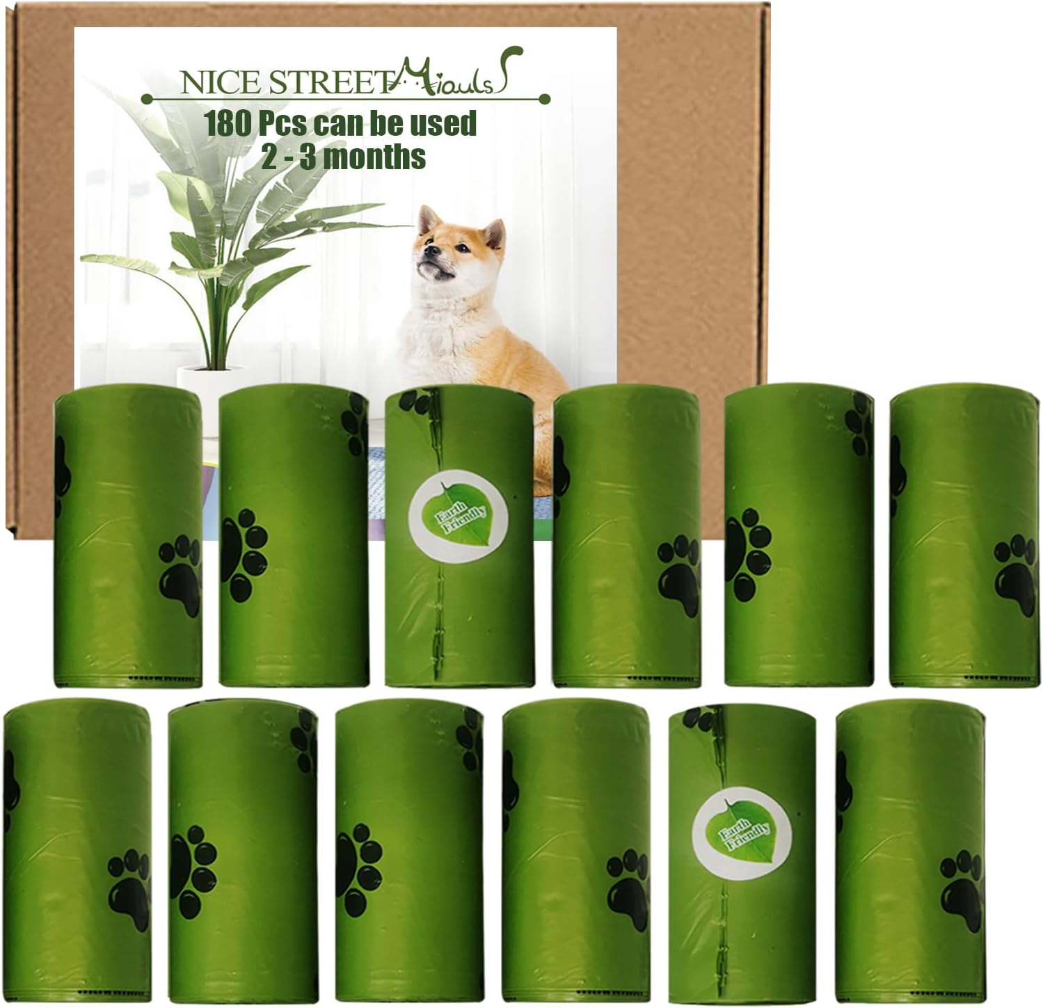 USDA 38% Biodegradable Unscented Pet Waste Bags，Dog Poop Bags 22&times;33Cm (12Rolls&mdash;&mdash;180Pcs Poo Bags) image number 3