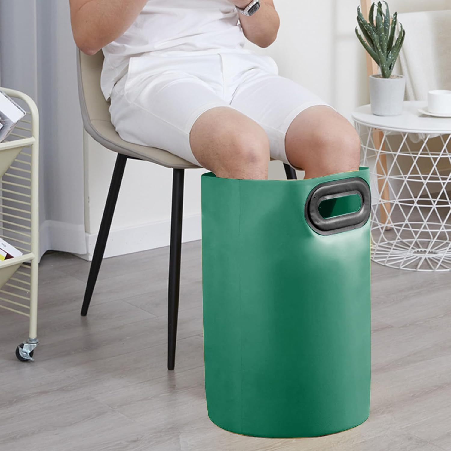 Foot Soaking Bucket - Collapsible Foot Bath Bag - Thicken Collapsible Insulated Foot Bag Travel Over-The-Knee Bucket for Hotel, Camping Helves - Large Yellow image number 7