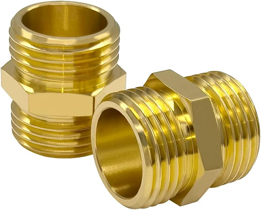 Hooshing 3/4" Female to Female Garden Hose Connector Solid Brass Double Female Swivel Hose Connector Adapter, 2 Pack image number 6