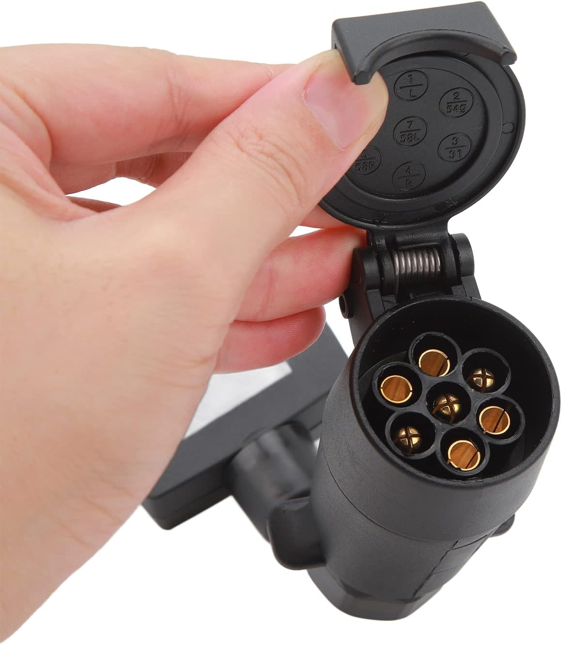 Ejoyous 7PIN Trailer Adapter Plug (Round Female to Flat Male) ABS + Metal Material, Weatherproof Durable Anti-Shake Anti-Loose, for Caravans/Boats/Trailers Stable Power Connection image number 6