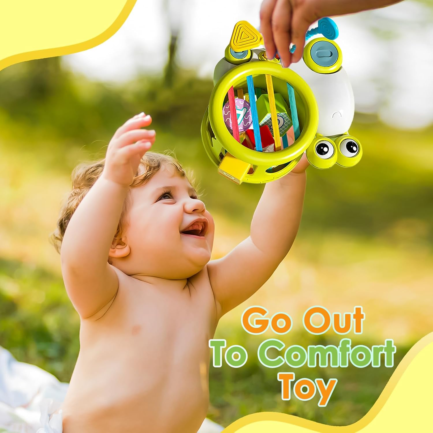 Caunedy Snail Activity Cube, Montessori Toy Sensory and Educational Toddler Toys with Shape Sorter and Pull String, Education Cube for Baby Plane Travel,Gift for Boy and Girl 1 2 3 Year Old image number 5