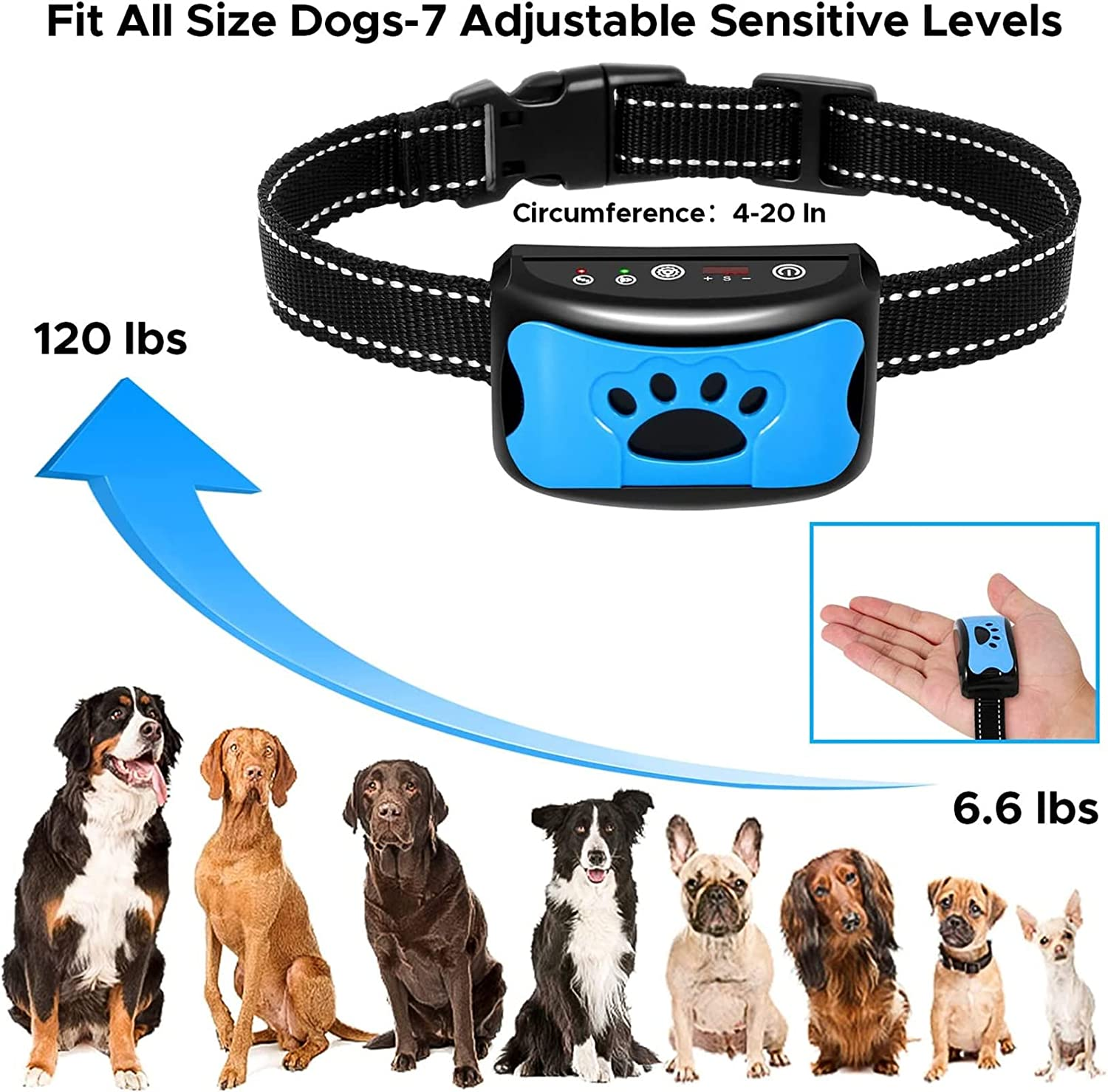 Dog Bark Collar- Rechargeable Bark Colla, Humane No Shock Barking Collar- with Vibration & Beep- Bark Collar for Small Medium Large Dogs- anti Barking Collar - No Remote image number 4